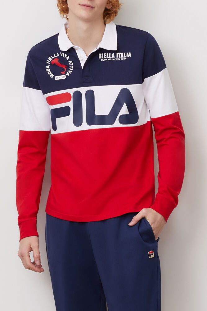 Fila Polo Mens Navy/White/Red Sprat Rugby - Ireland 68720-BEHF